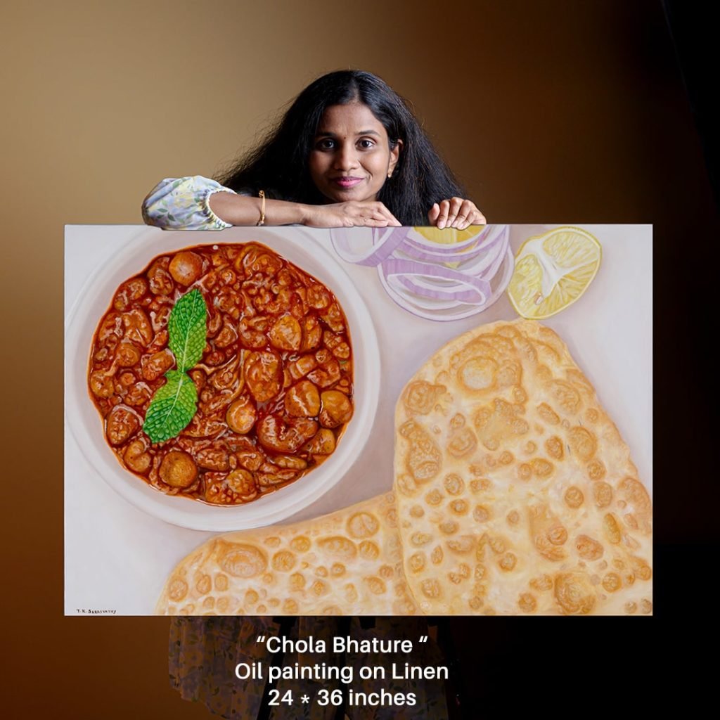 Chola Bhature oil painting on Linen