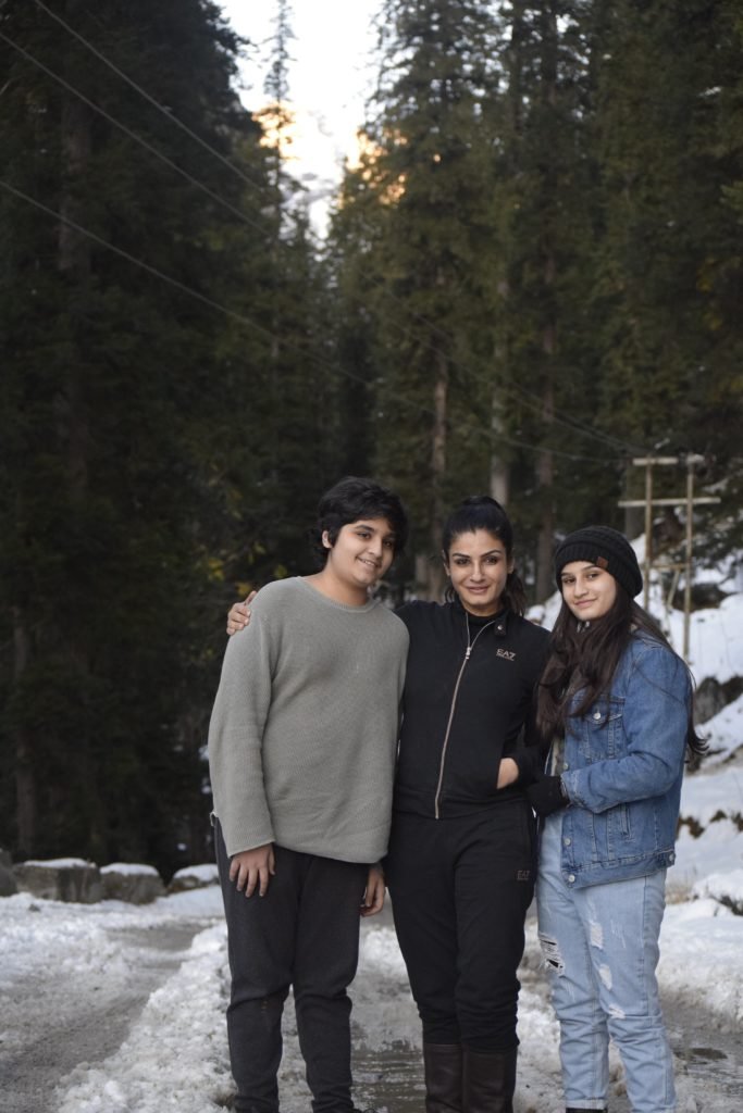 Raveena Tandon with her kids 