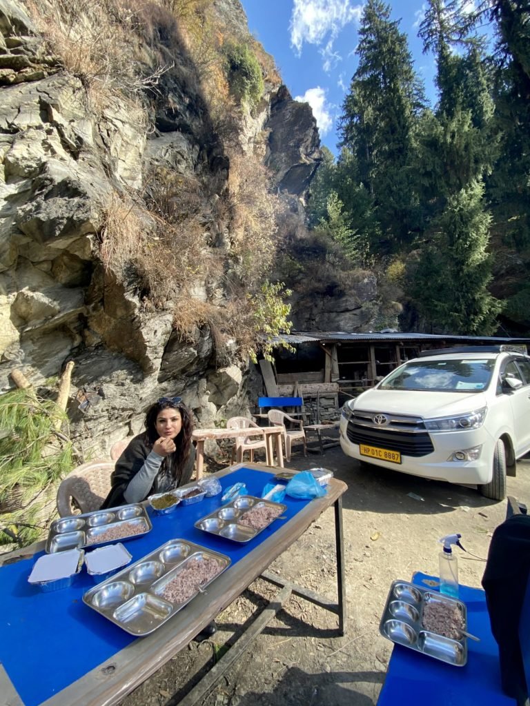 Raveena Tandon eating local food