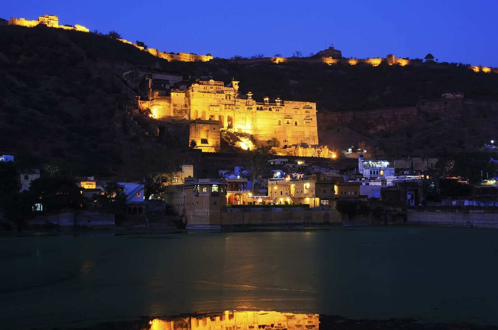 The royal charms of Bundi 1 Bundi Palace at night, Rajasthan, India